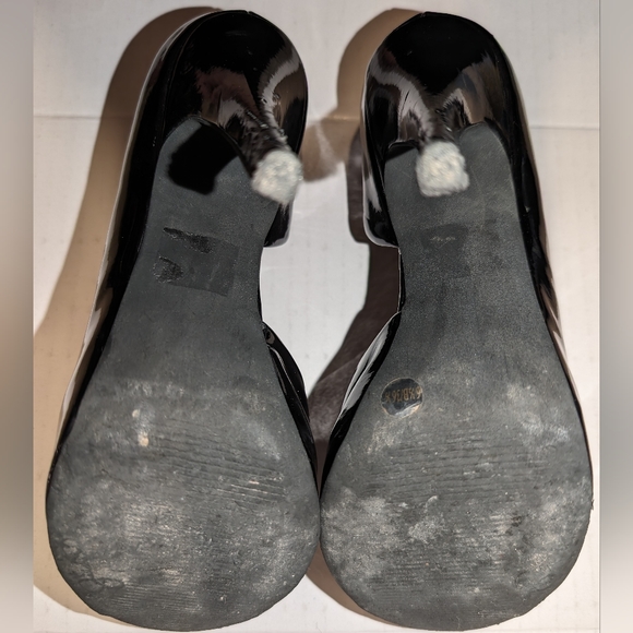 Jessica Simpson Acadia Black Patent Leather Platform Peep Toe Heels Women 6.5 - Picture 4 of 4